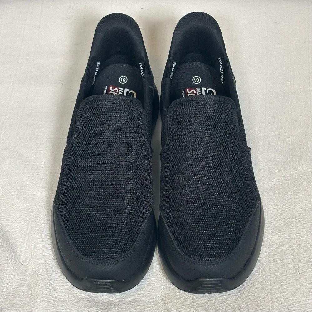 Skechers S Sport Presley Hands Free Step-Ins Slip-On Sneakers-Black-Men Size 10